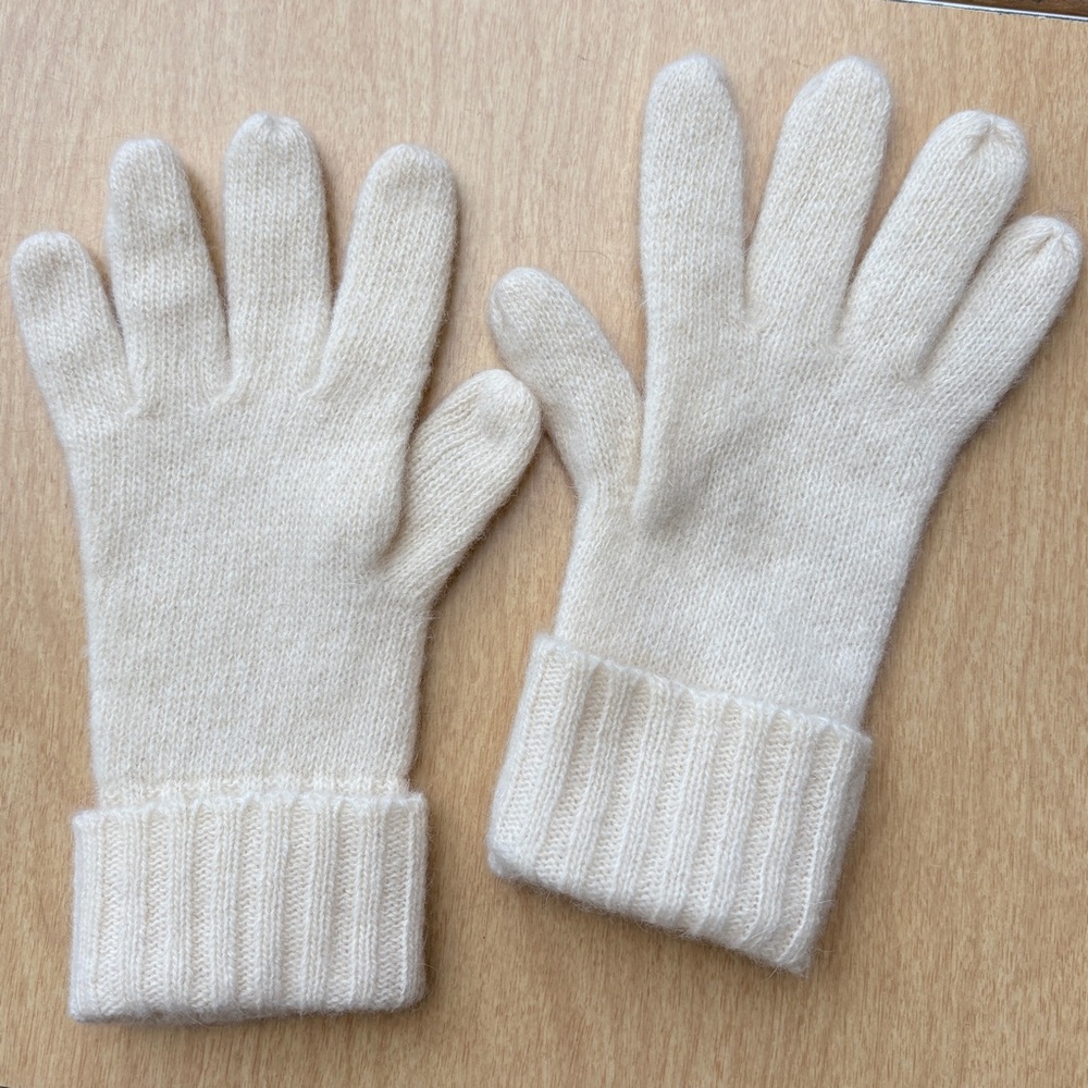 Ben Berger Luxury Collection Wm’s Wool & Angora Knit Gloves In Off White